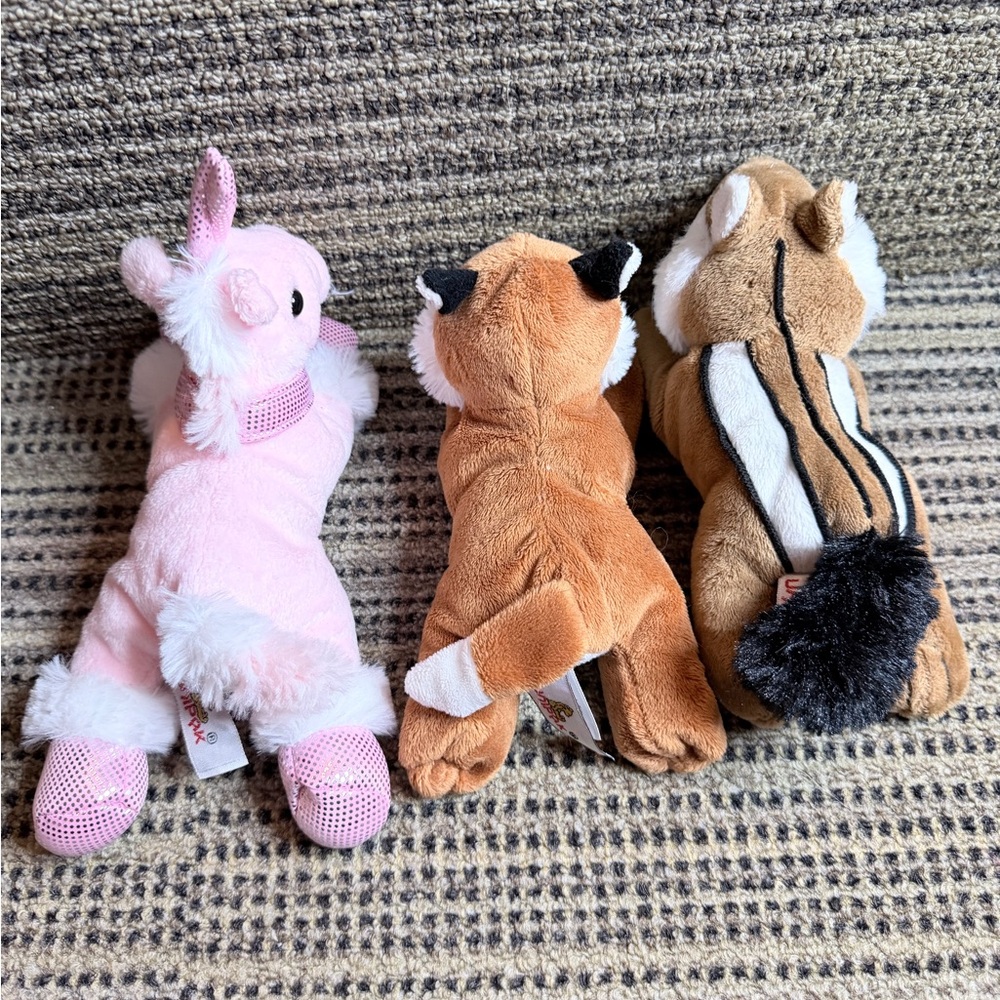 Unipak Plush Animal Trio for Small Pets - Brown, Tan, Pink chipmunk unicorn fox - Picture 9 of 13